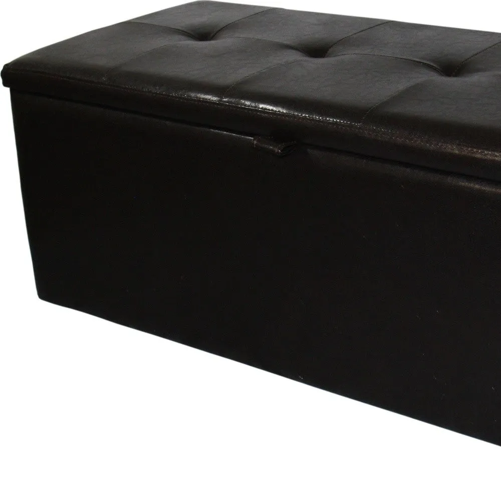 17" Brown Upholstered Faux Leather Bench with Flip Top - Stylish Storage & Versatile Seating Solution