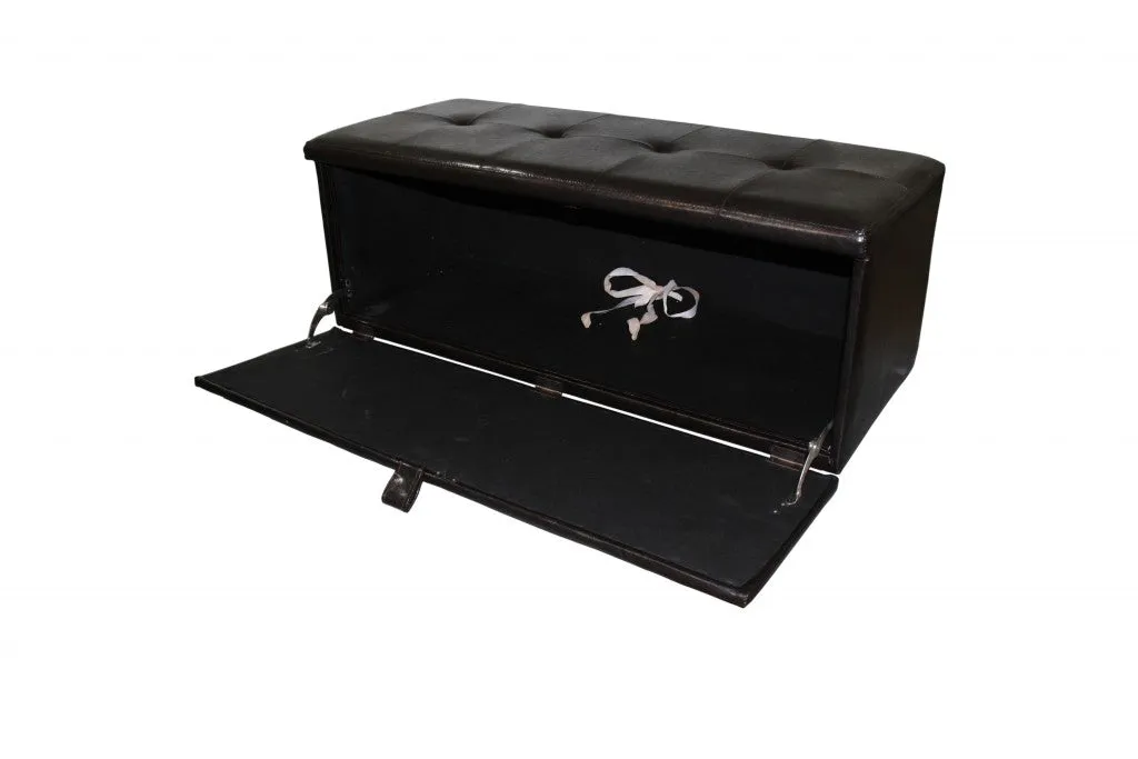 17" Brown Upholstered Faux Leather Bench with Flip Top - Stylish Storage & Versatile Seating Solution