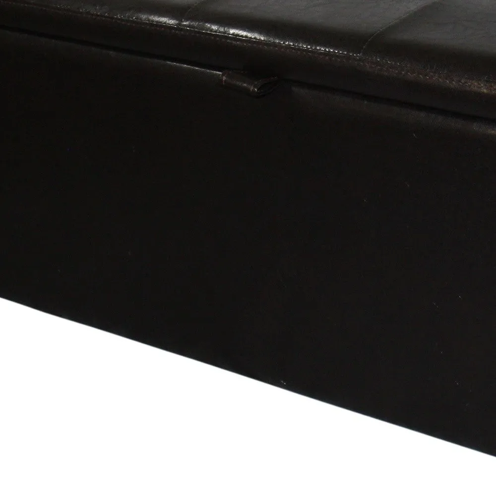 17" Brown Upholstered Faux Leather Bench with Flip Top - Stylish Storage & Versatile Seating Solution