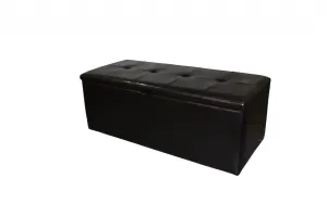 17" Brown Upholstered Faux Leather Bench with Flip Top - Stylish Storage & Versatile Seating Solution