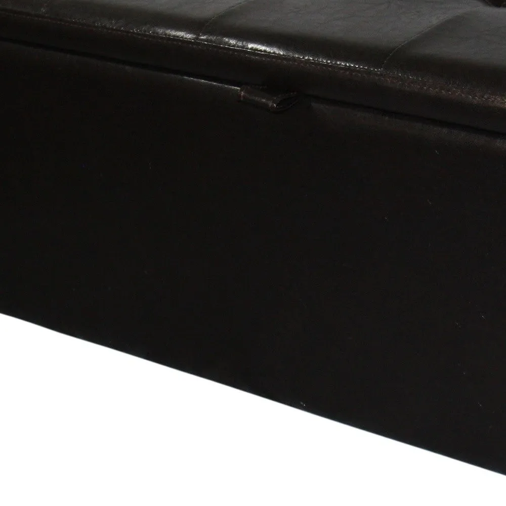 17" Brown Upholstered Faux Leather Bench with Flip Top - Stylish Storage & Versatile Seating Solution