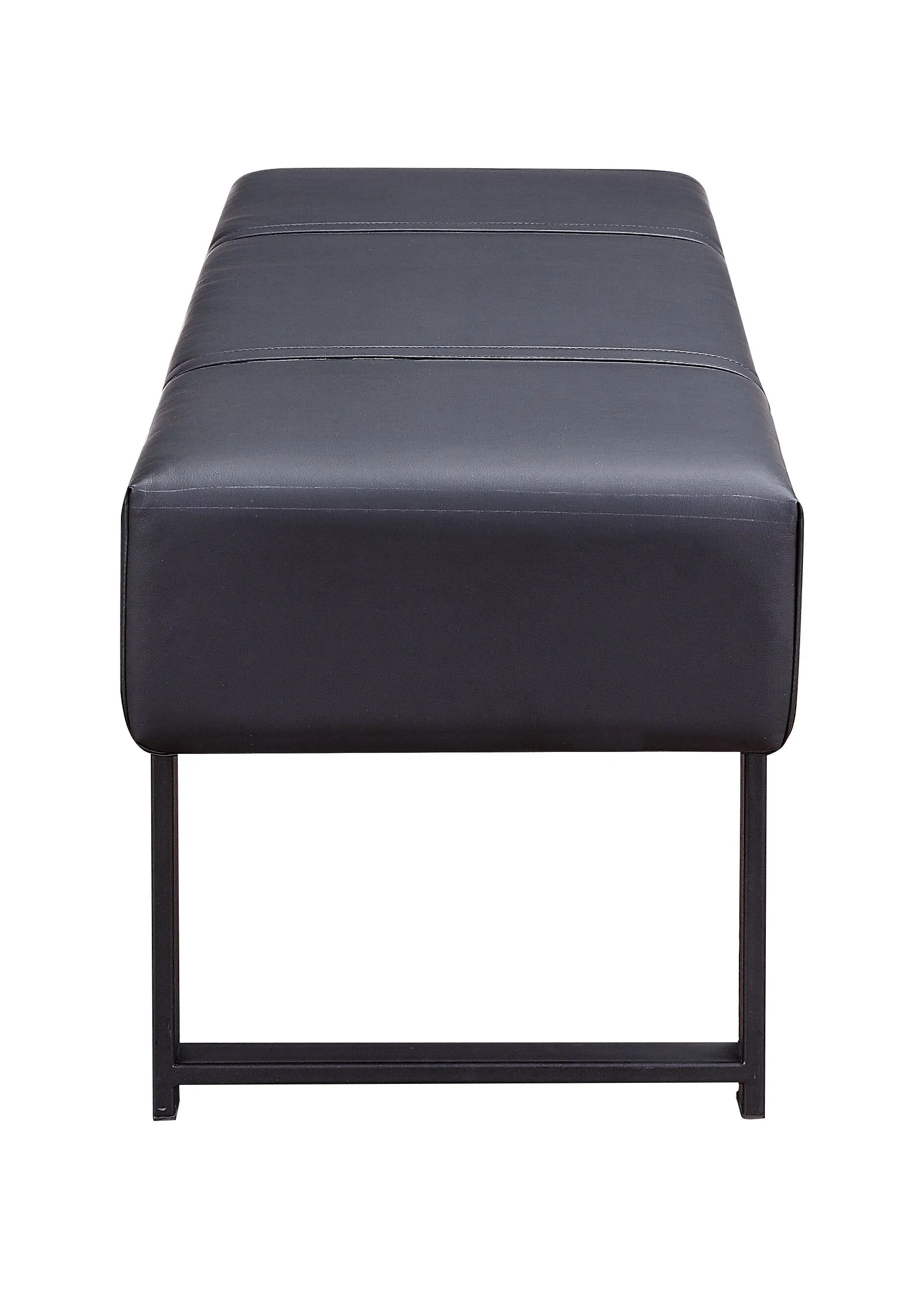 17" Stylish Black Upholstered Faux Leather Bench - Chic, Versatile Accent for Entryway & Storage
