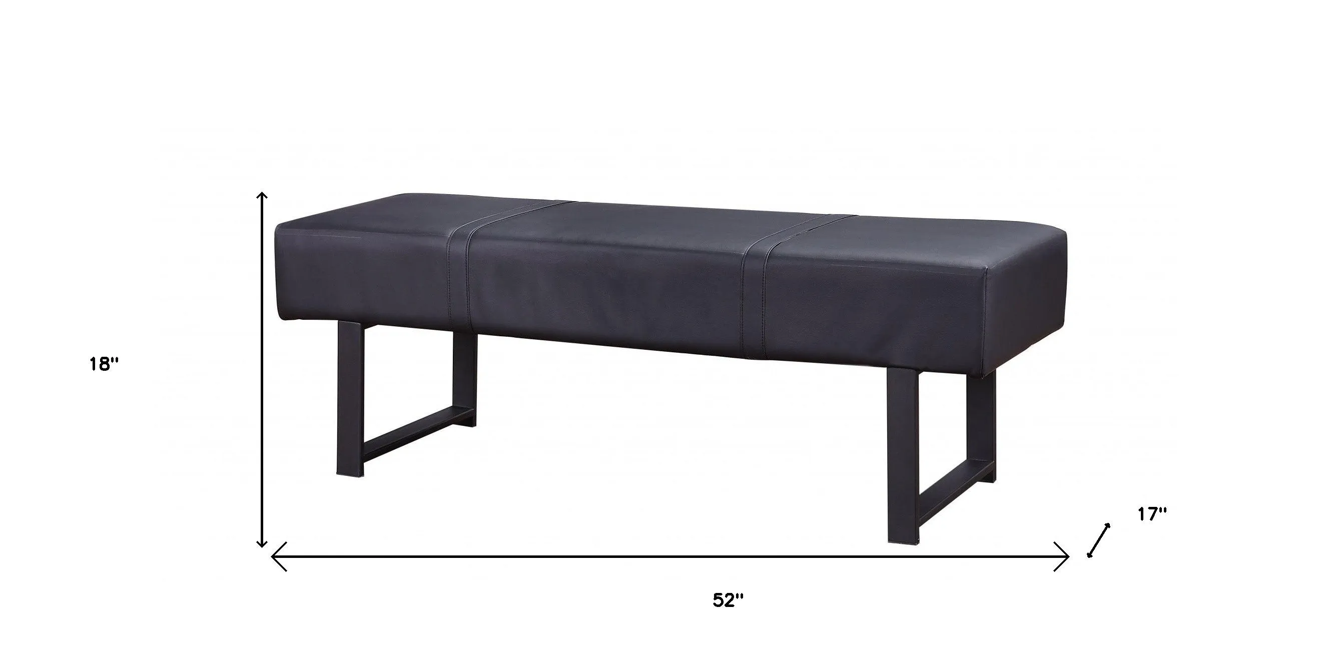 17" Stylish Black Upholstered Faux Leather Bench - Chic, Versatile Accent for Entryway & Storage