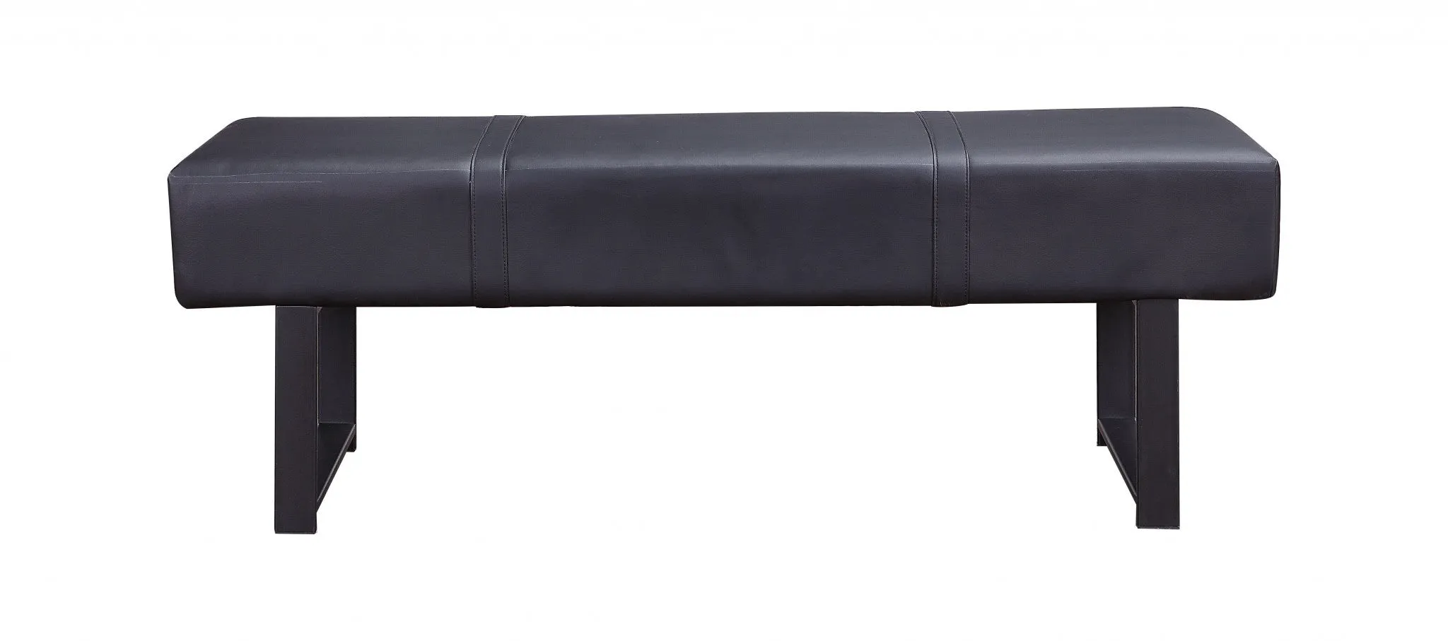 17" Stylish Black Upholstered Faux Leather Bench - Chic, Versatile Accent for Entryway & Storage