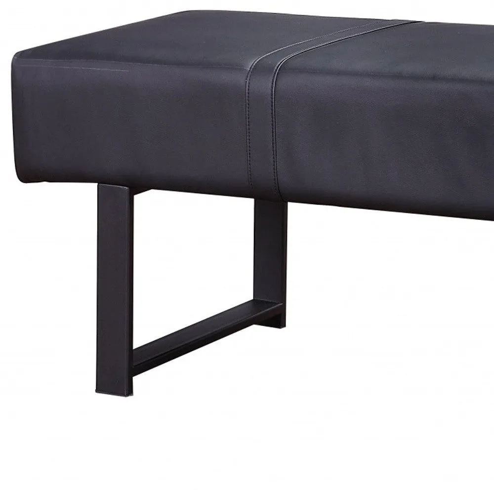 17" Stylish Black Upholstered Faux Leather Bench - Chic, Versatile Accent for Entryway & Storage