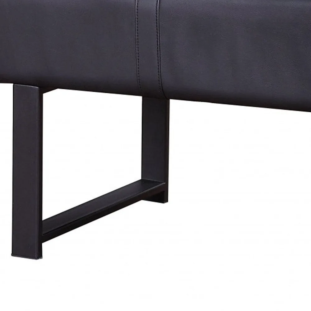 17" Stylish Black Upholstered Faux Leather Bench - Chic, Versatile Accent for Entryway & Storage