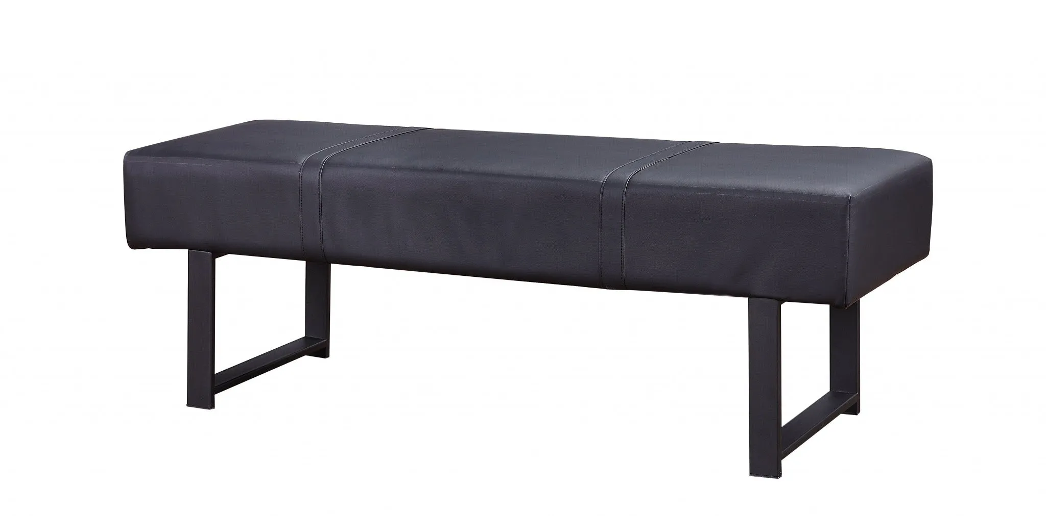 17" Stylish Black Upholstered Faux Leather Bench - Chic, Versatile Accent for Entryway & Storage