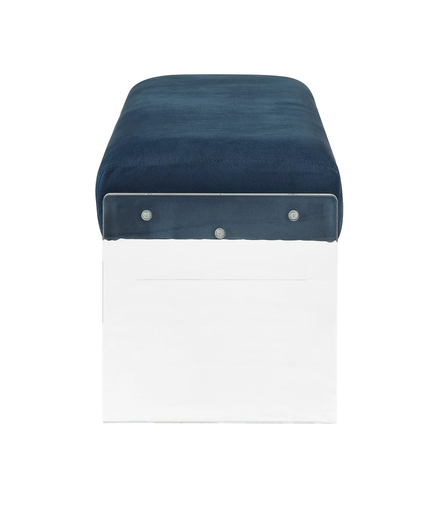 17" Teal Blue Upholstered Polyester Bench with Clear Acrylic Base - Stylish, Comfortable & Versatile