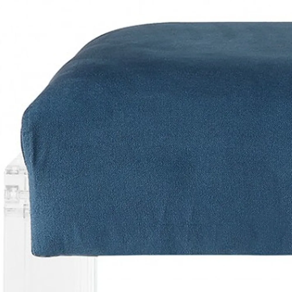 17" Teal Blue Upholstered Polyester Bench with Clear Acrylic Base - Stylish, Comfortable & Versatile