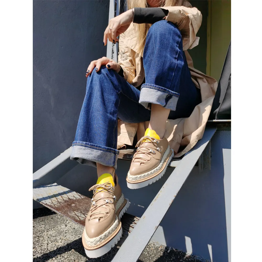 Acid Cloud beige & yellow leather shoes