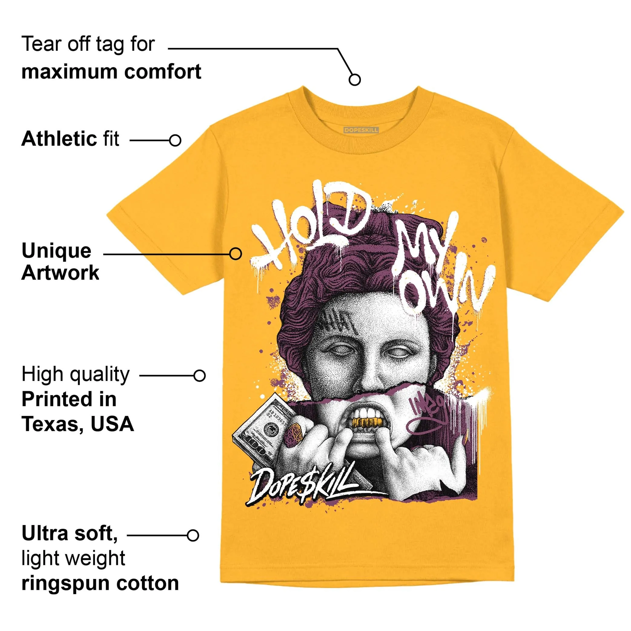 AJ 1 Retro High OG Brotherhood DopeSkill University Gold T-shirt Hold My Own Graphic