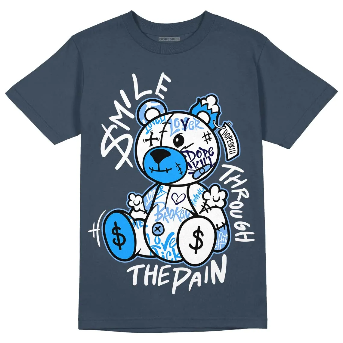 AJ 6 Midnight Navy DopeSkill T-shirt Smile Throught The Pain Graphic
