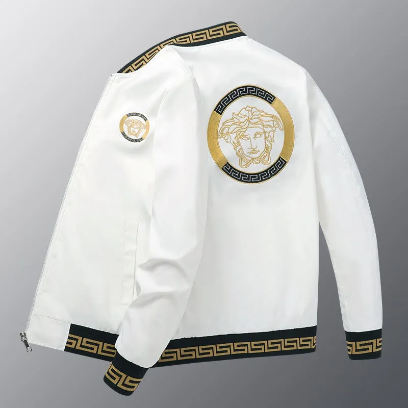 Autumn European trendy brand embroidered jacket for young men European station baseball collar slim jacket versatile trendy factory direct sale