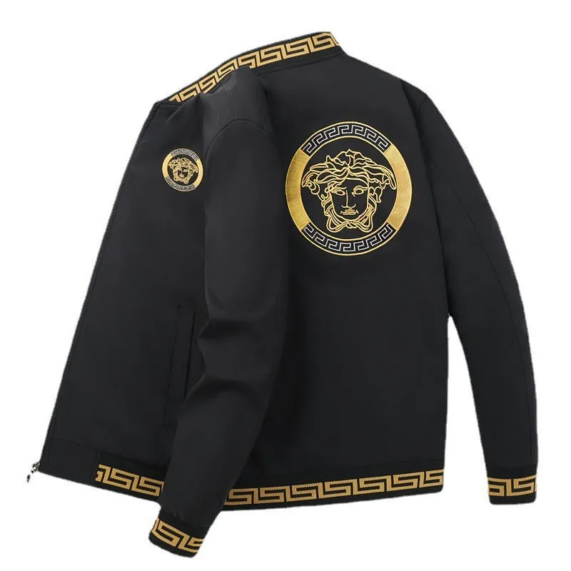 Autumn European trendy brand embroidered jacket for young men European station baseball collar slim jacket versatile trendy factory direct sale