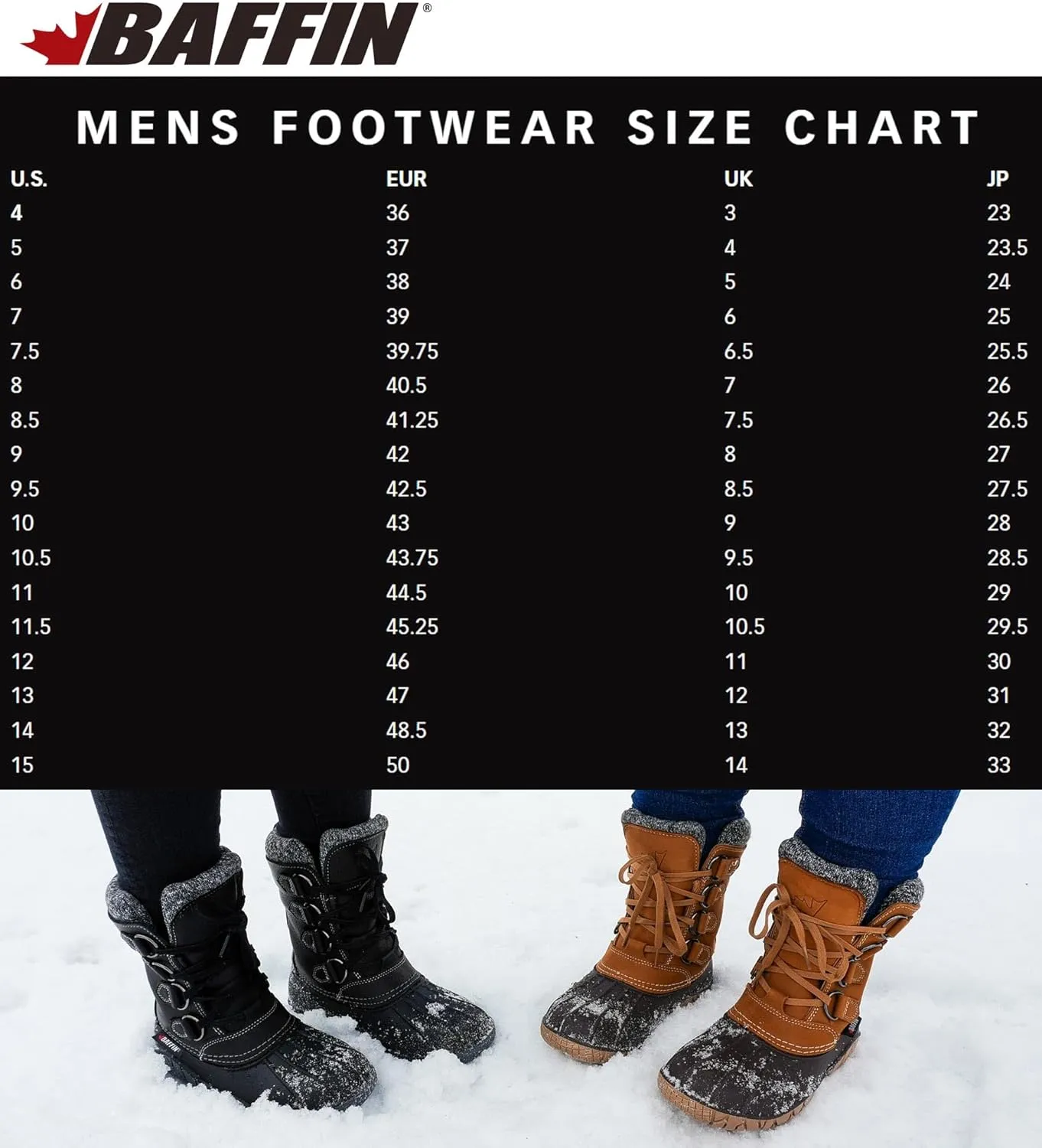 Baffin Men's BOBCAYGEON Tall Waterproof Insulated Lightweight Tundra-Rated Removable Liner Cold Weather Winter Snow Boots
