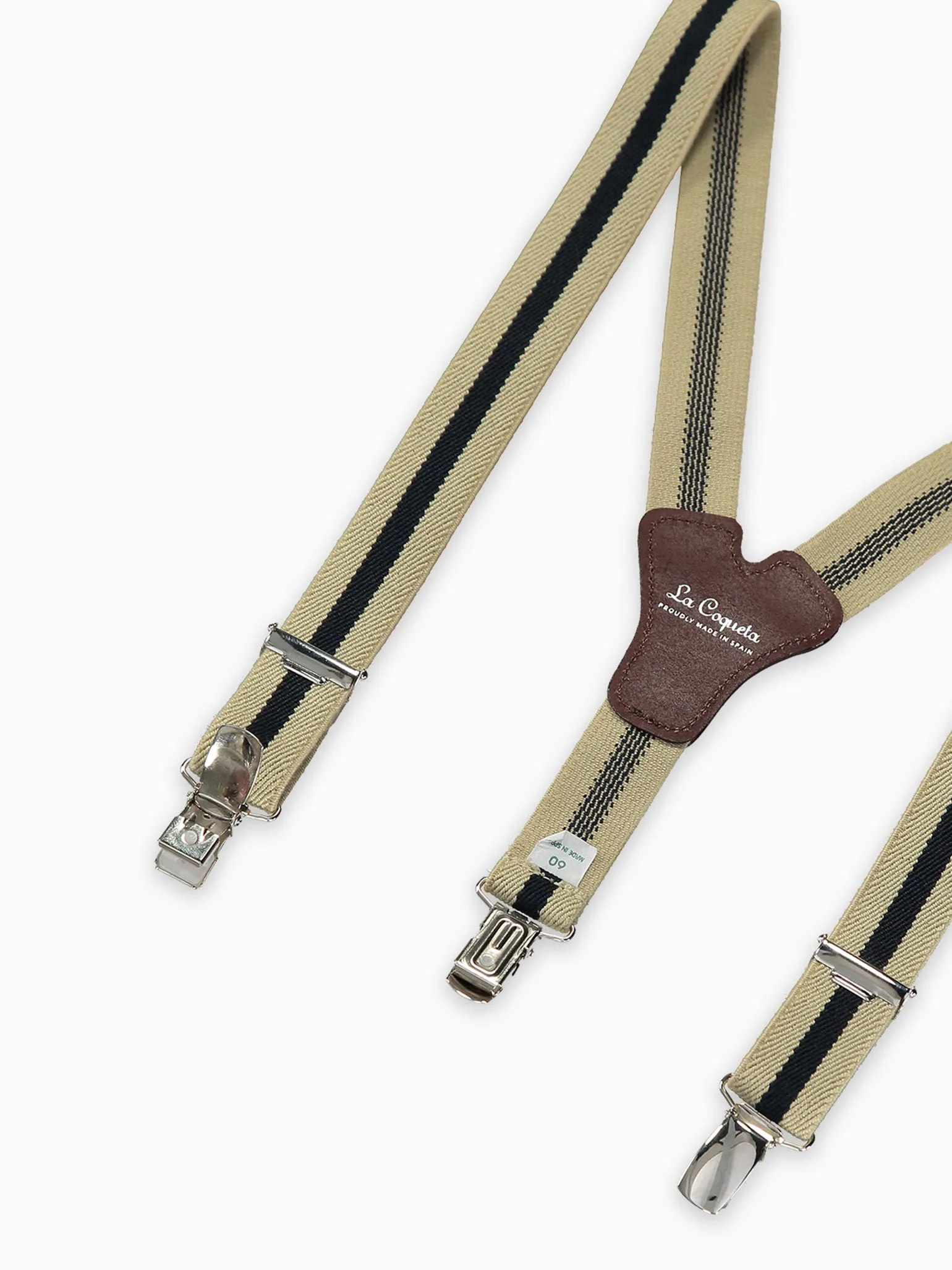 Beige/Navy Blue Striped Boy Braces