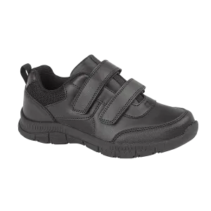 Boys Black Twin Strap School Shoe