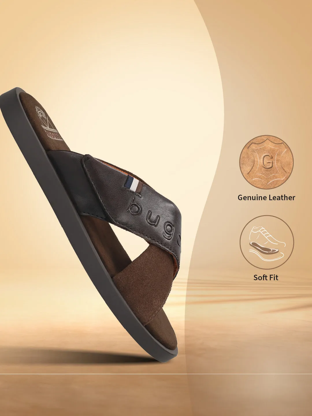 Bugatti Dark Brown Premium Leather Sandal