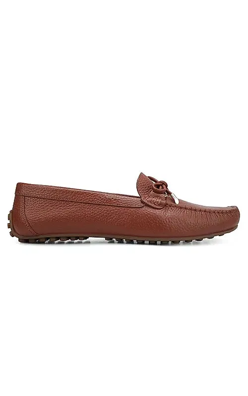 Burgundy Moccasins With Bow Detail
