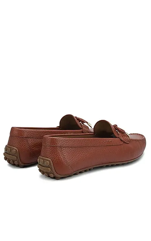 Burgundy Moccasins With Bow Detail