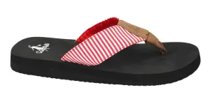 Corky's Footwear Summer Break Flip Flops - Red White Stripe