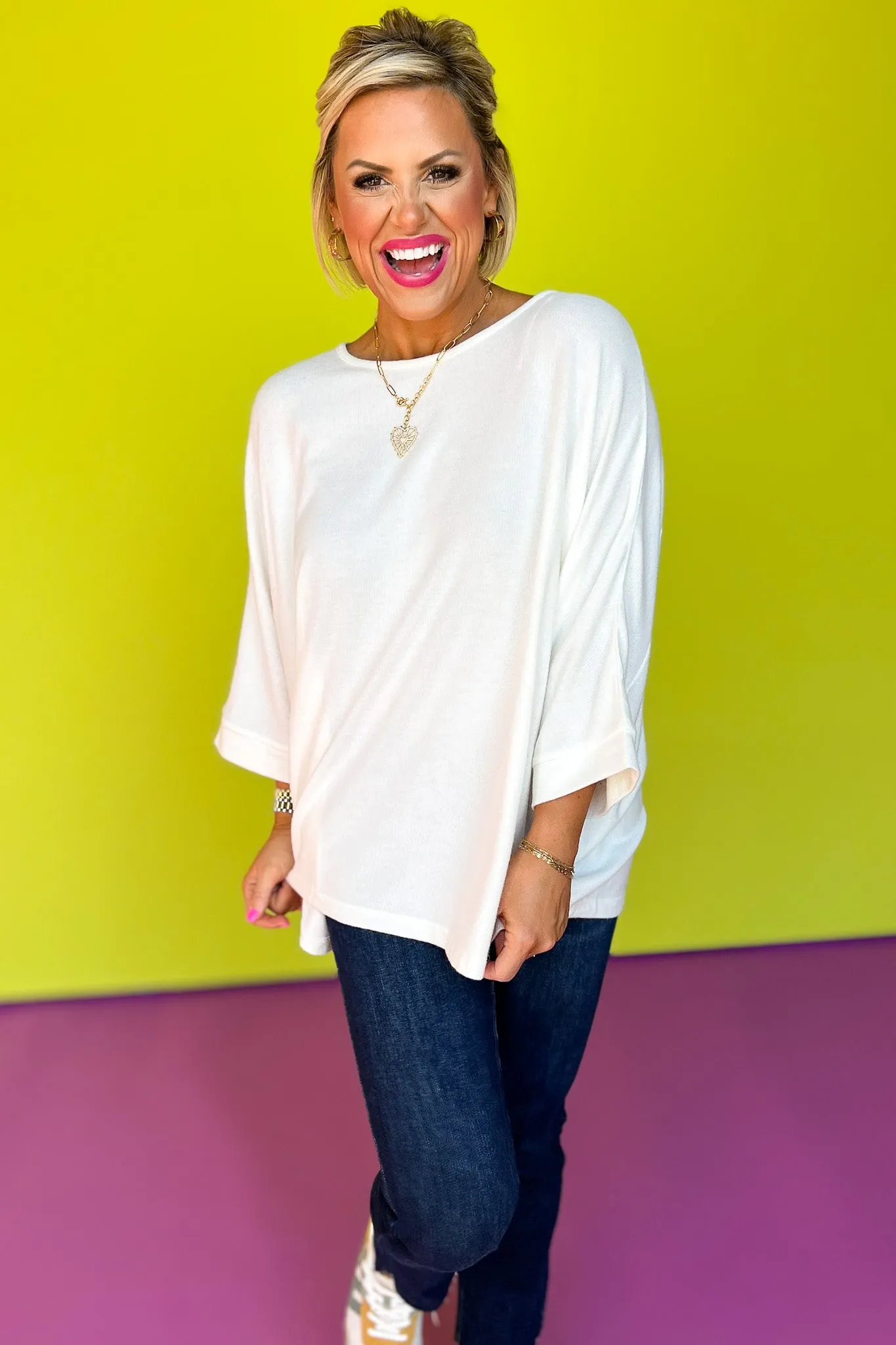 Cream Dolman 3/4 Sleeve Top *FINAL SALE*