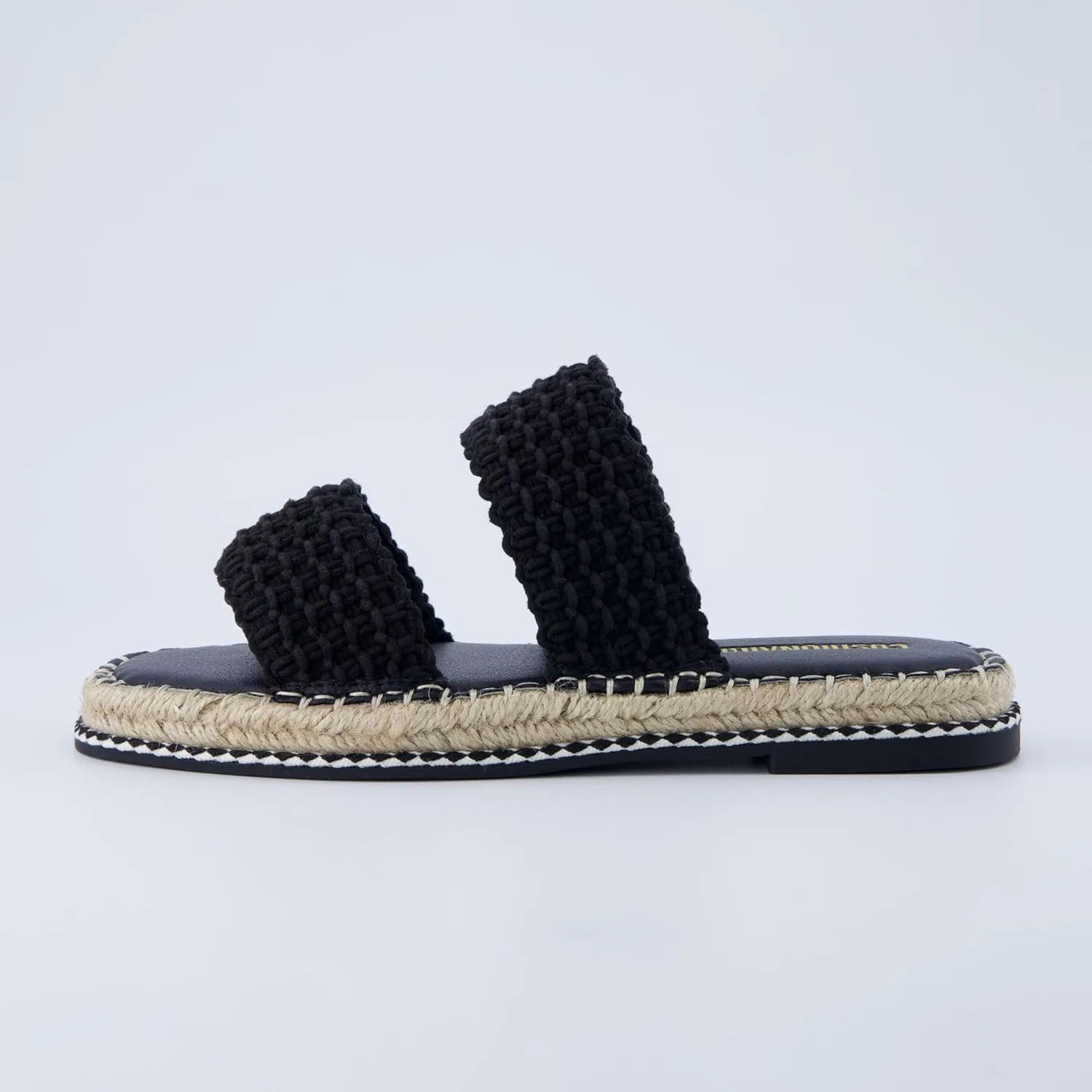 CUSHIONAIRE Bhendi Womens Espadrille Slide Sandal  Faux Leather Double Strap with Jute-Wrapped Sole & Cushioned Footbed