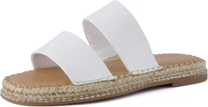 CUSHIONAIRE Bhendi Womens Espadrille Slide Sandal  Faux Leather Double Strap with Jute-Wrapped Sole & Cushioned Footbed