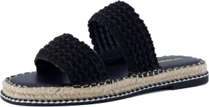 CUSHIONAIRE Bhendi Womens Espadrille Slide Sandal  Faux Leather Double Strap with Jute-Wrapped Sole & Cushioned Footbed