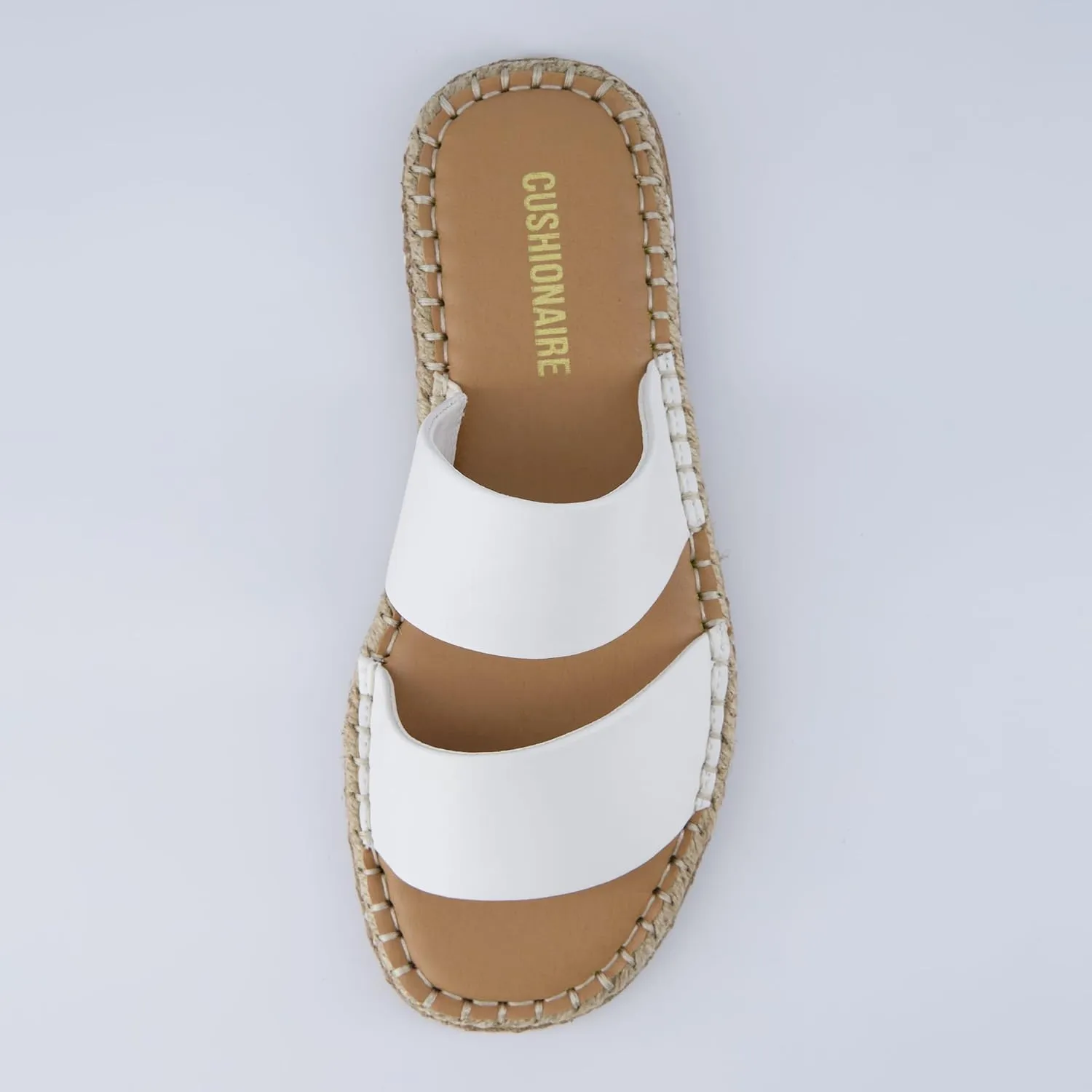 CUSHIONAIRE Bhendi Womens Espadrille Slide Sandal  Faux Leather Double Strap with Jute-Wrapped Sole & Cushioned Footbed
