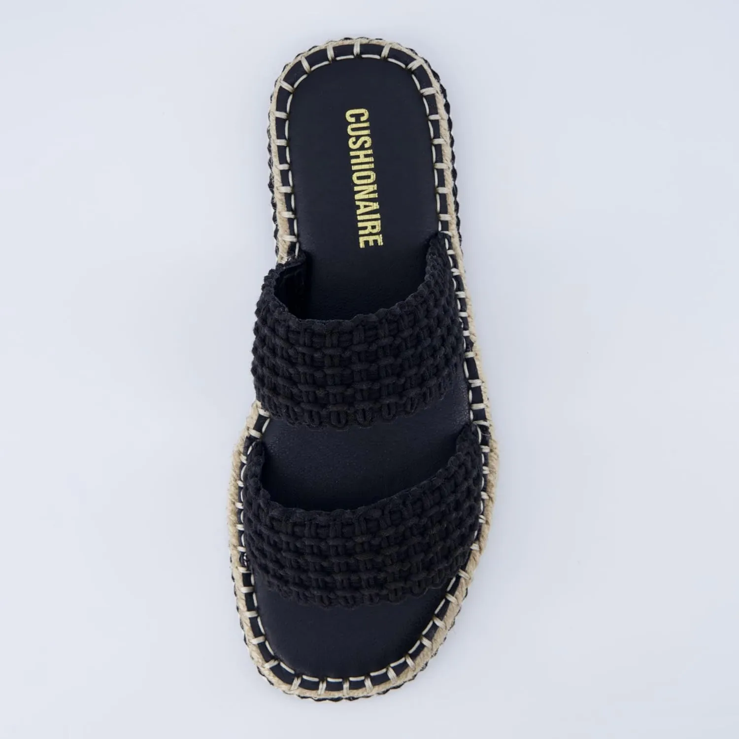 CUSHIONAIRE Bhendi Womens Espadrille Slide Sandal  Faux Leather Double Strap with Jute-Wrapped Sole & Cushioned Footbed