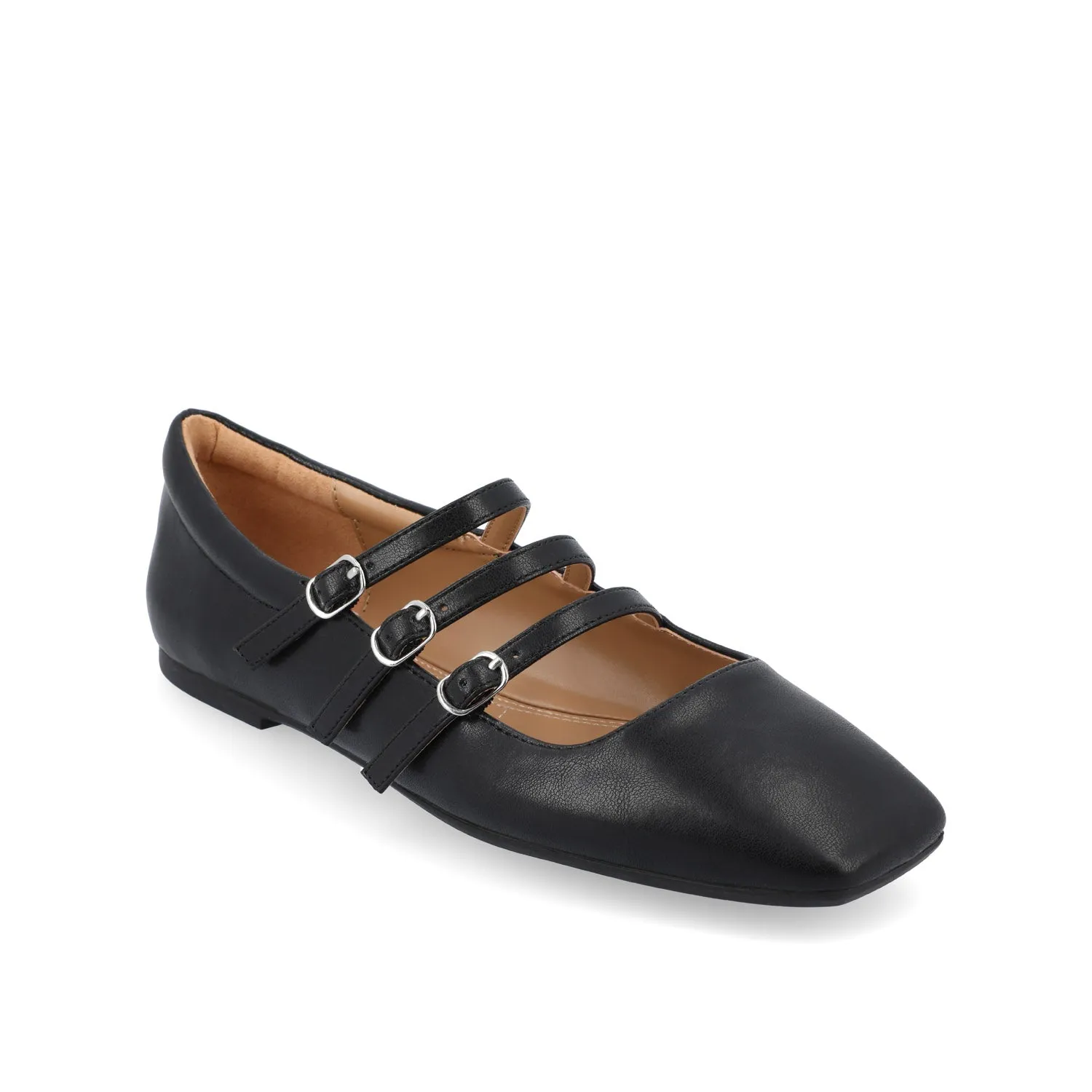 DARLIN FAUX LEATHER FLATS IN WIDE