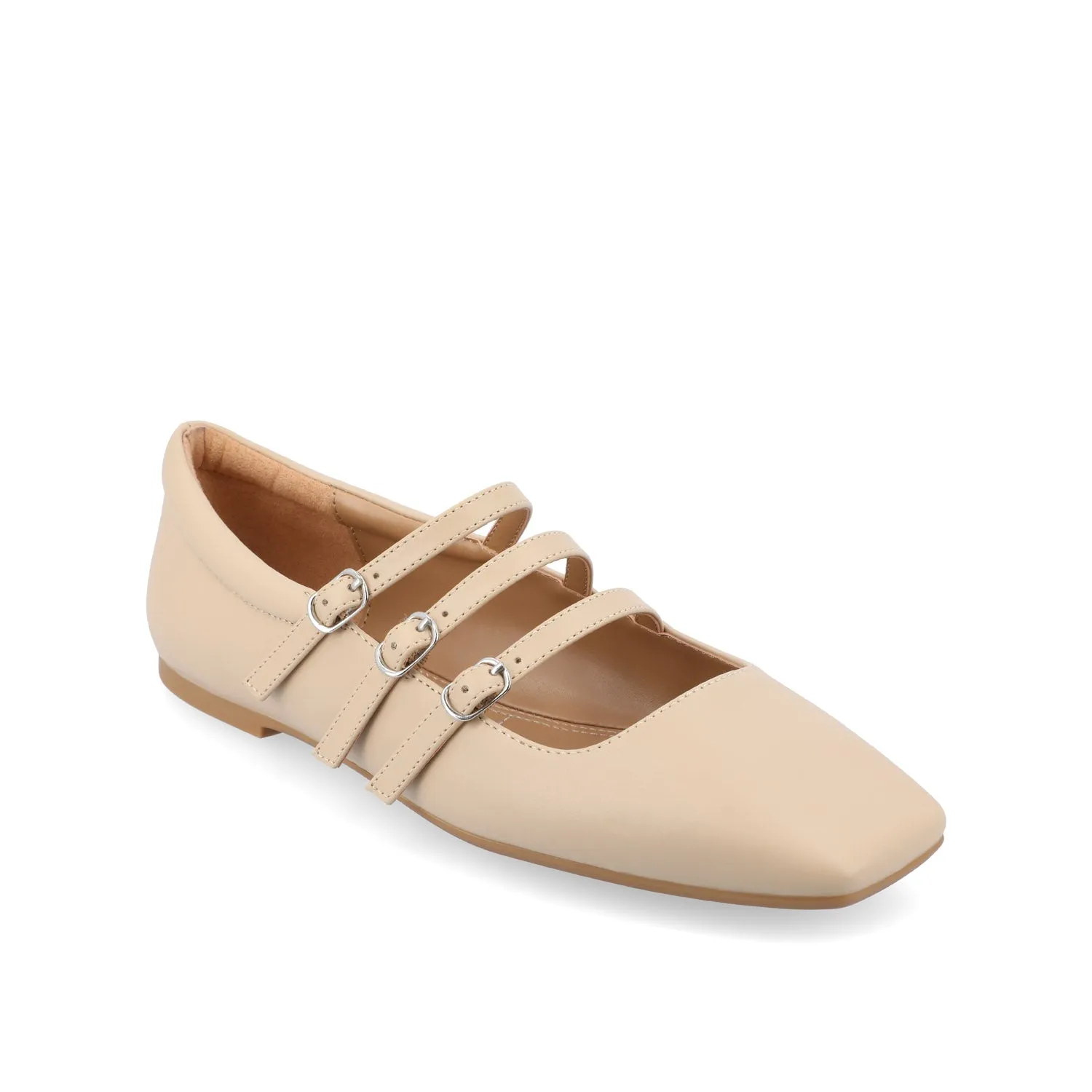 DARLIN FAUX LEATHER FLATS IN WIDE