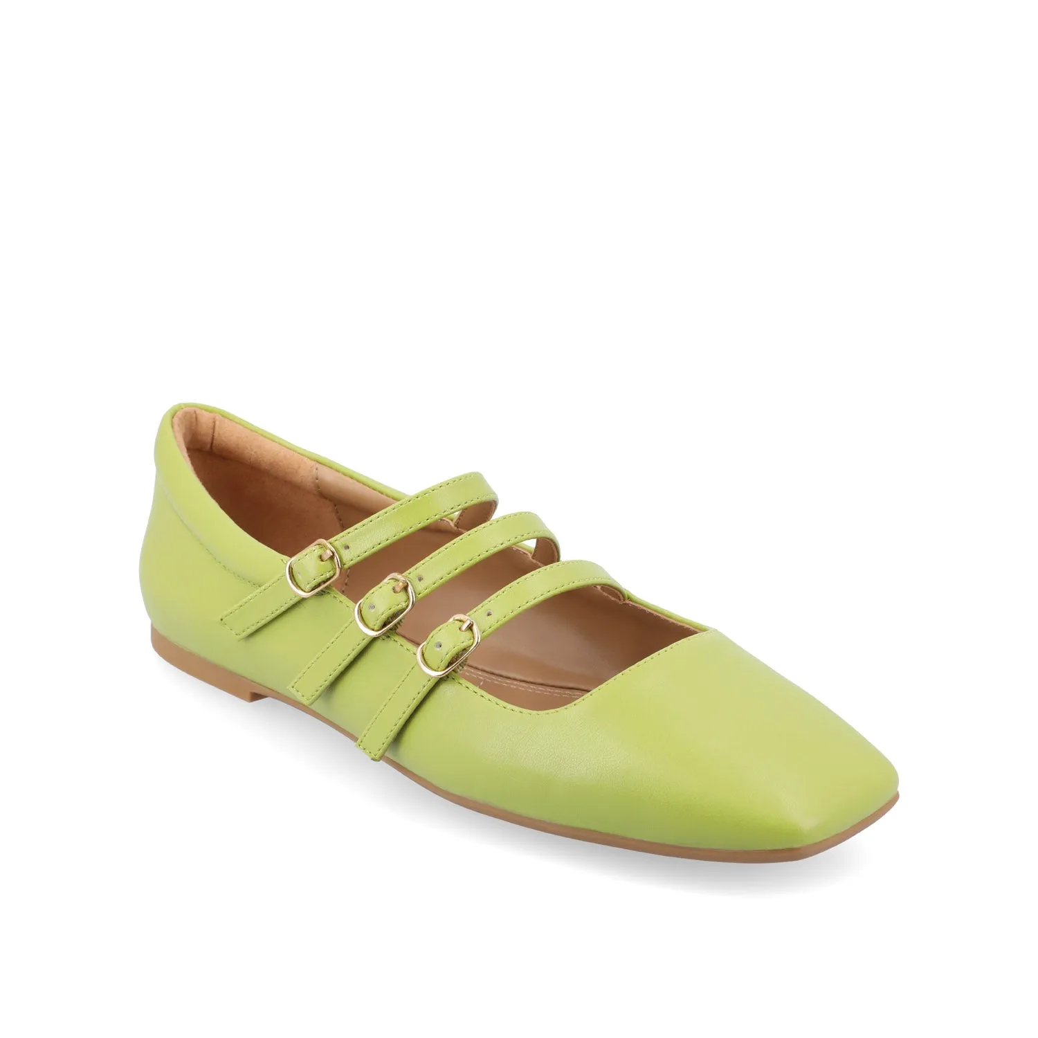 DARLIN FAUX LEATHER FLATS IN WIDE