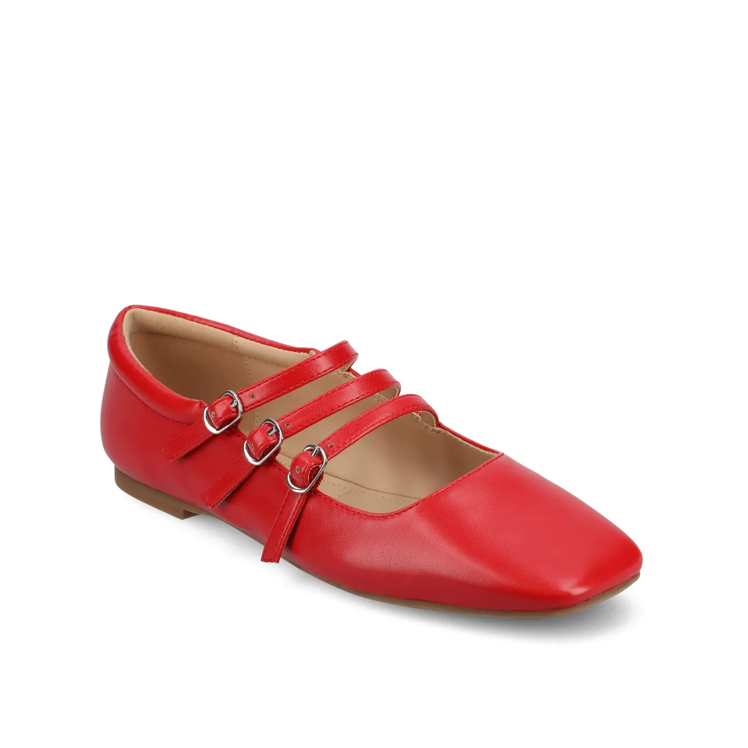 DARLIN FAUX LEATHER FLATS IN WIDE