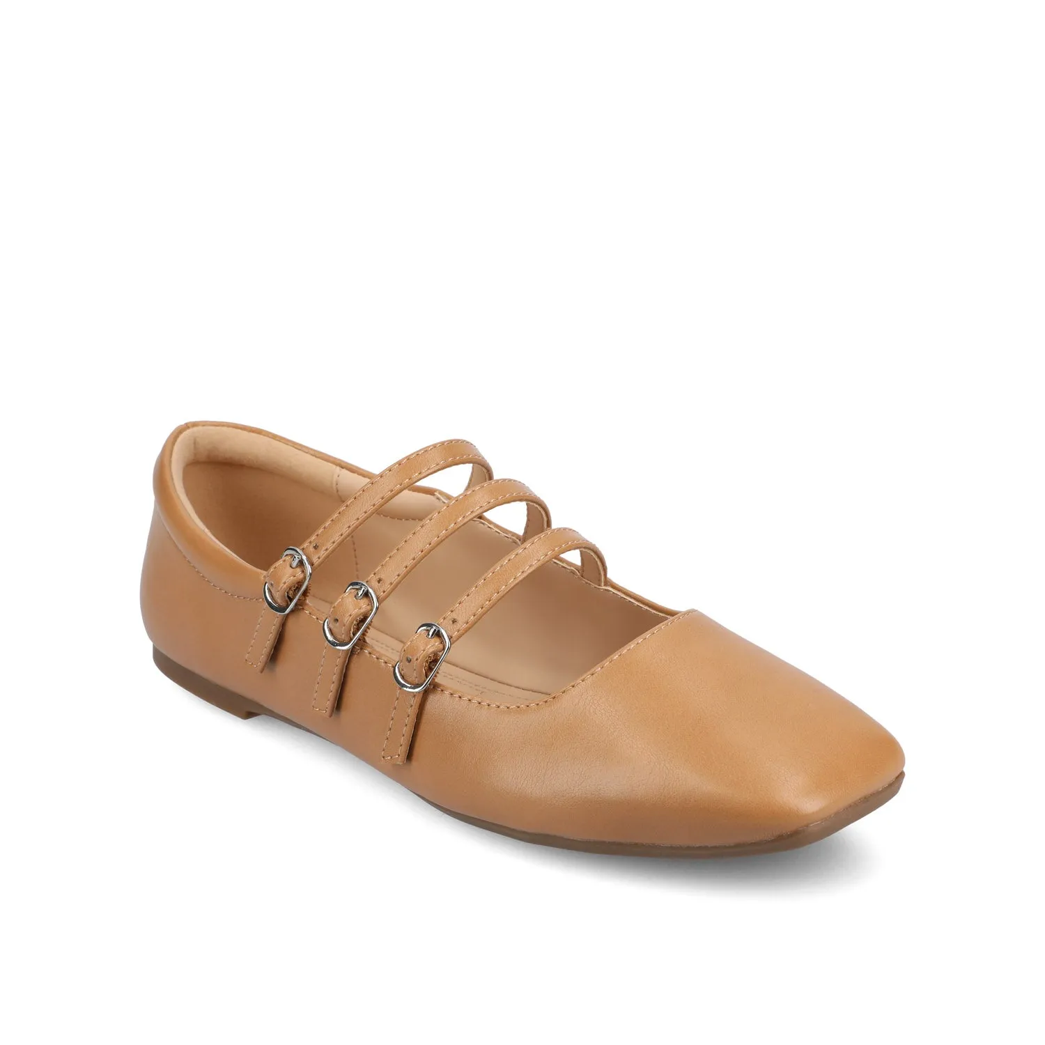 DARLIN FAUX LEATHER FLATS IN WIDE