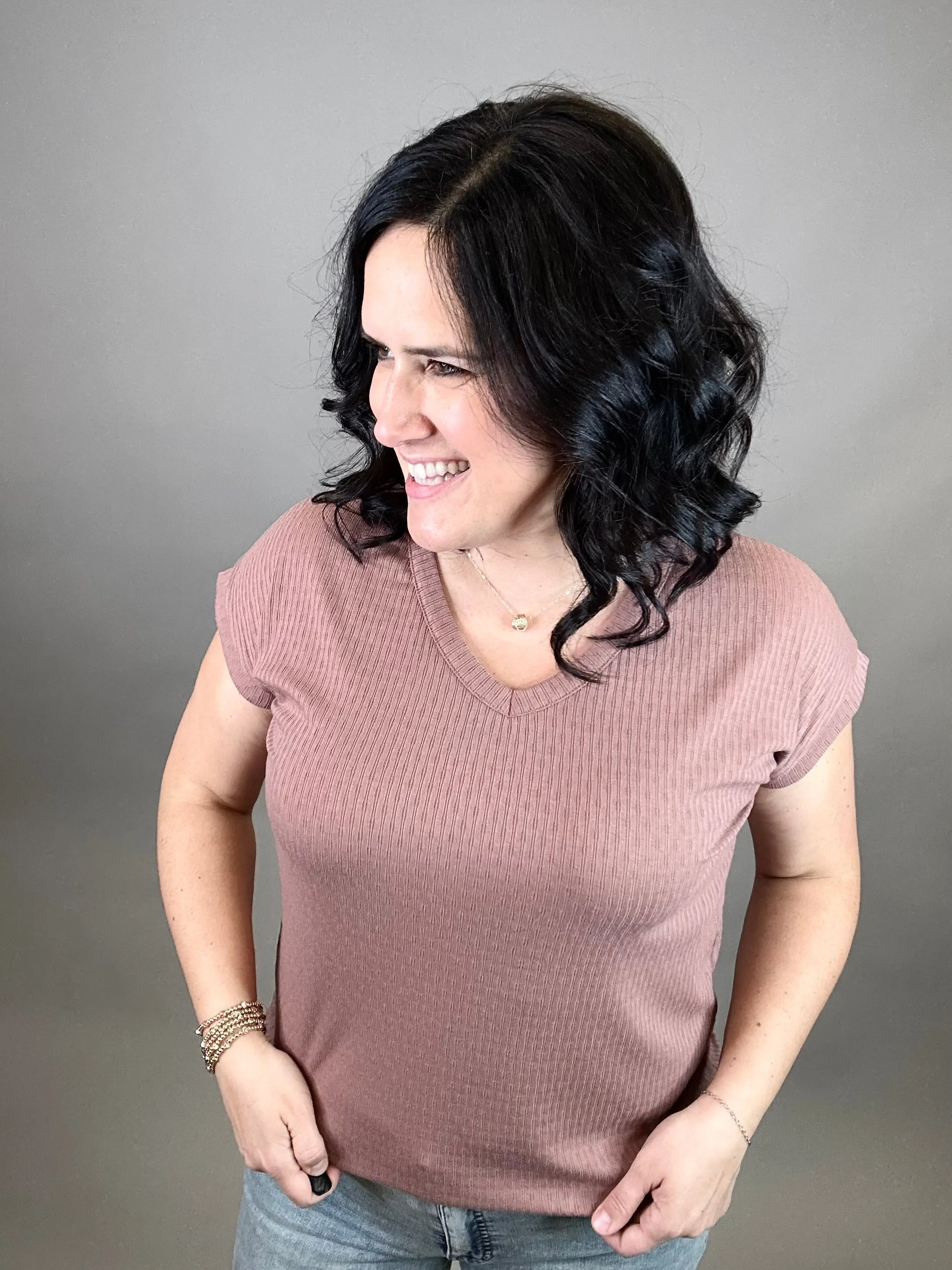 Dusty Rose Pointelle Knit Top