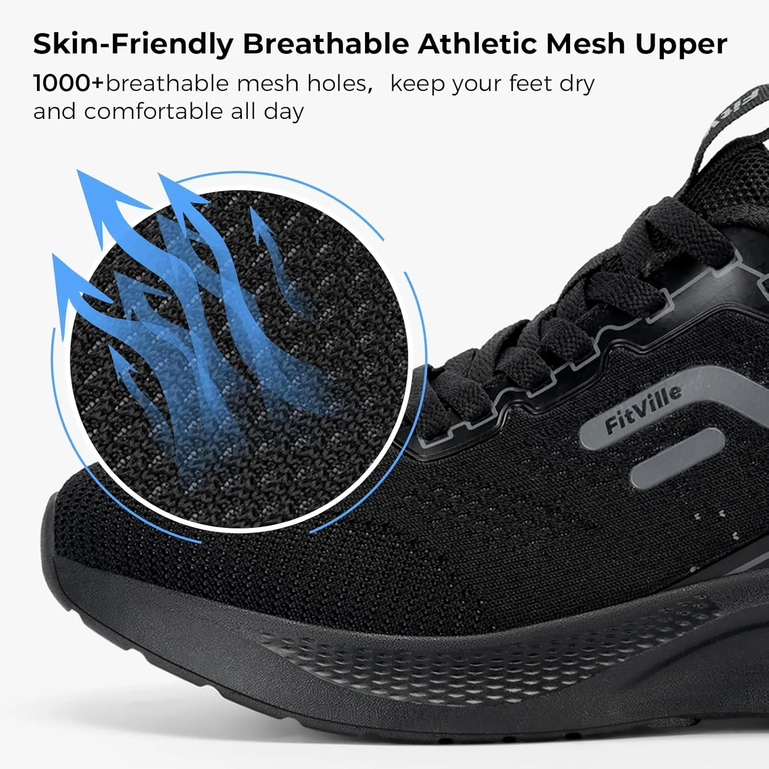 FitVille Wide Sneakers for Men Walking Shoes Wide Width Cushion Road Running Shoe Orthopedic Tennis Shoes Arch Support for Plantar Fasciitis Relief