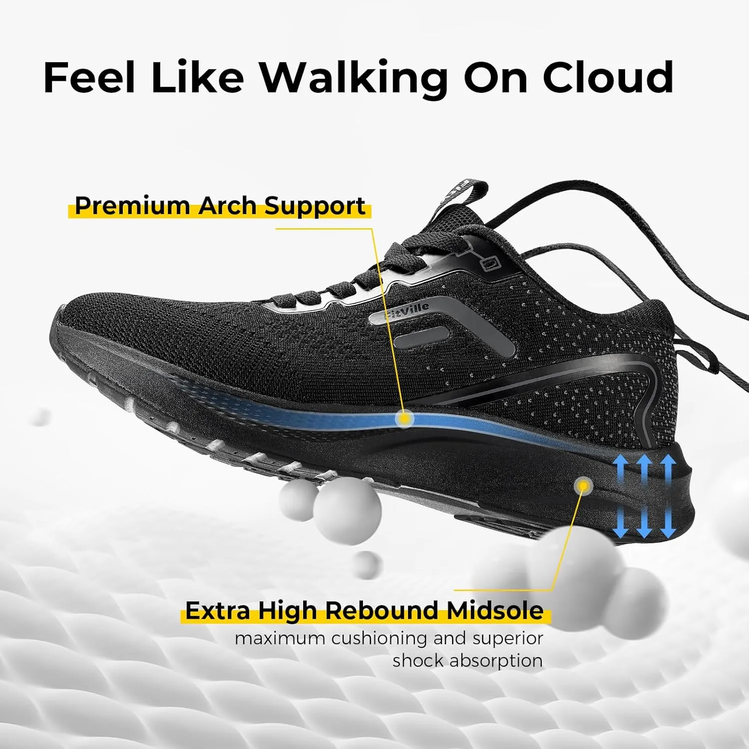 FitVille Wide Sneakers for Men Walking Shoes Wide Width Cushion Road Running Shoe Orthopedic Tennis Shoes Arch Support for Plantar Fasciitis Relief