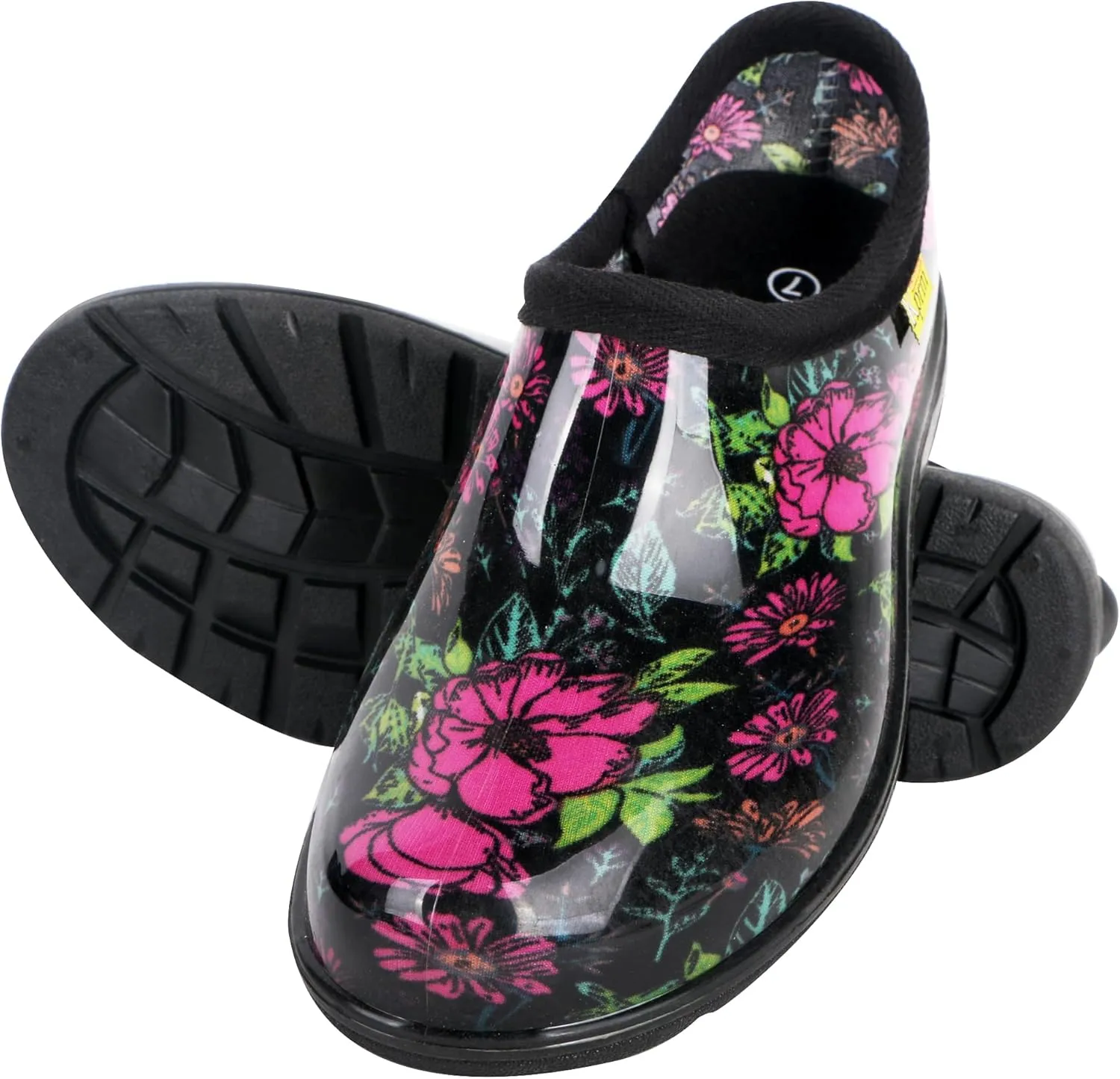 Flat Garden Shoes for Women Waterproof Slip-On Womens Rubber Rain Shoes Gardening Clogs with Comfort Insole