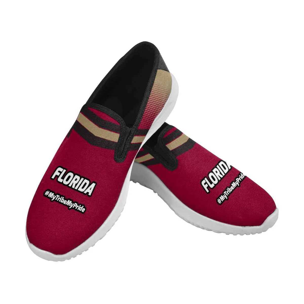 Florida Seminols Fan #MyTribeMyPride Mens Slip-on Canvas Sneakers, Garnet