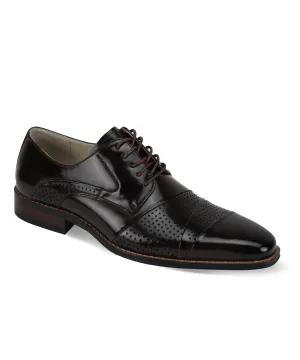 Giovanni Marcello Oxford Perforated Cap Toe Shoe - Brown