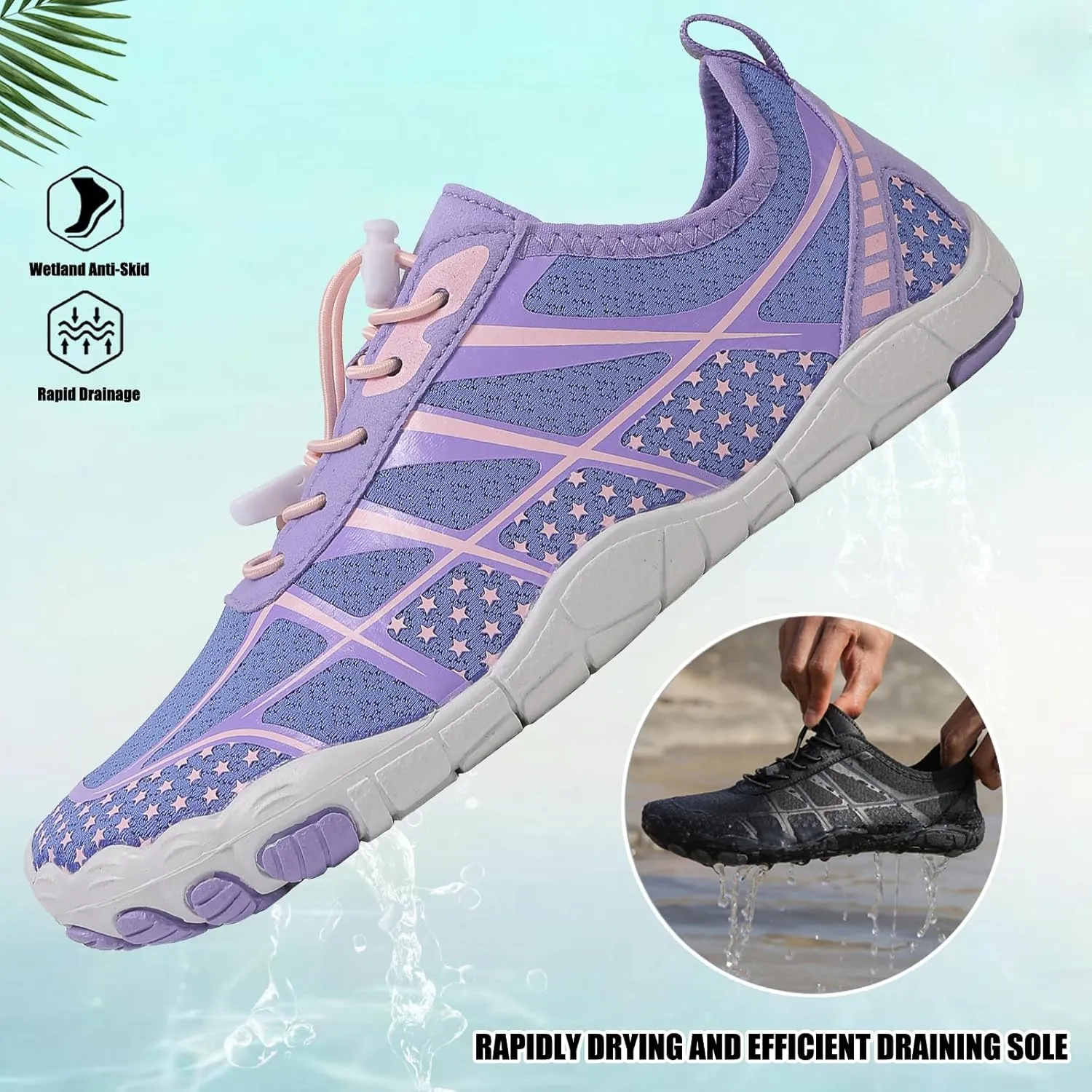 Hike Barefoot Shoes Womens Men,Athletic Hiking Footwear Barefoot,Non-Slip Athletic Barefoot Shoes Wide Toe Box Toe Water Shoes Quick Dry Zero Drop Trail Running Shoes