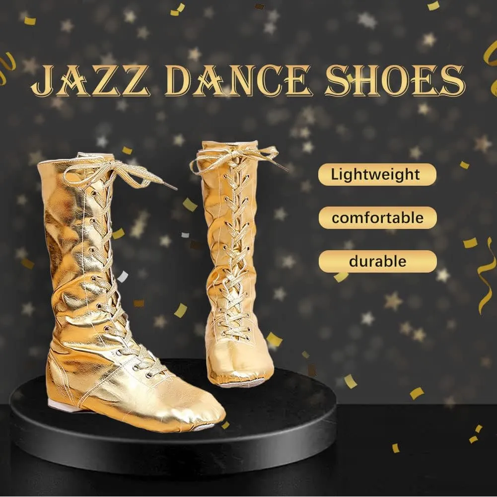 HIPPOSEUS Women's Jazz Shoes Split Sole Ballet Training High Top Dance Boots for Men