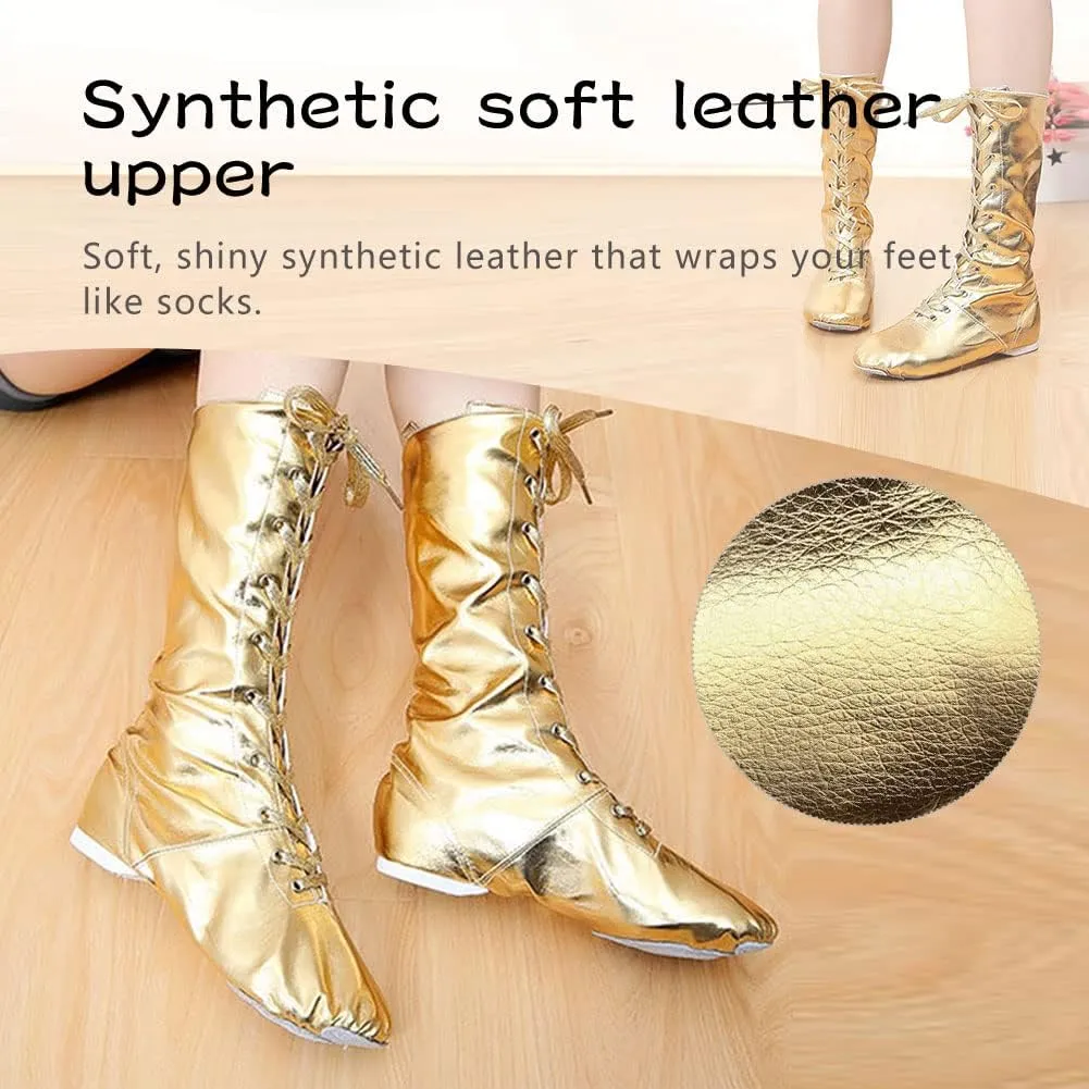 HIPPOSEUS Women's Jazz Shoes Split Sole Ballet Training High Top Dance Boots for Men
