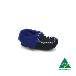 Kid's Black & Blue Moccasins
