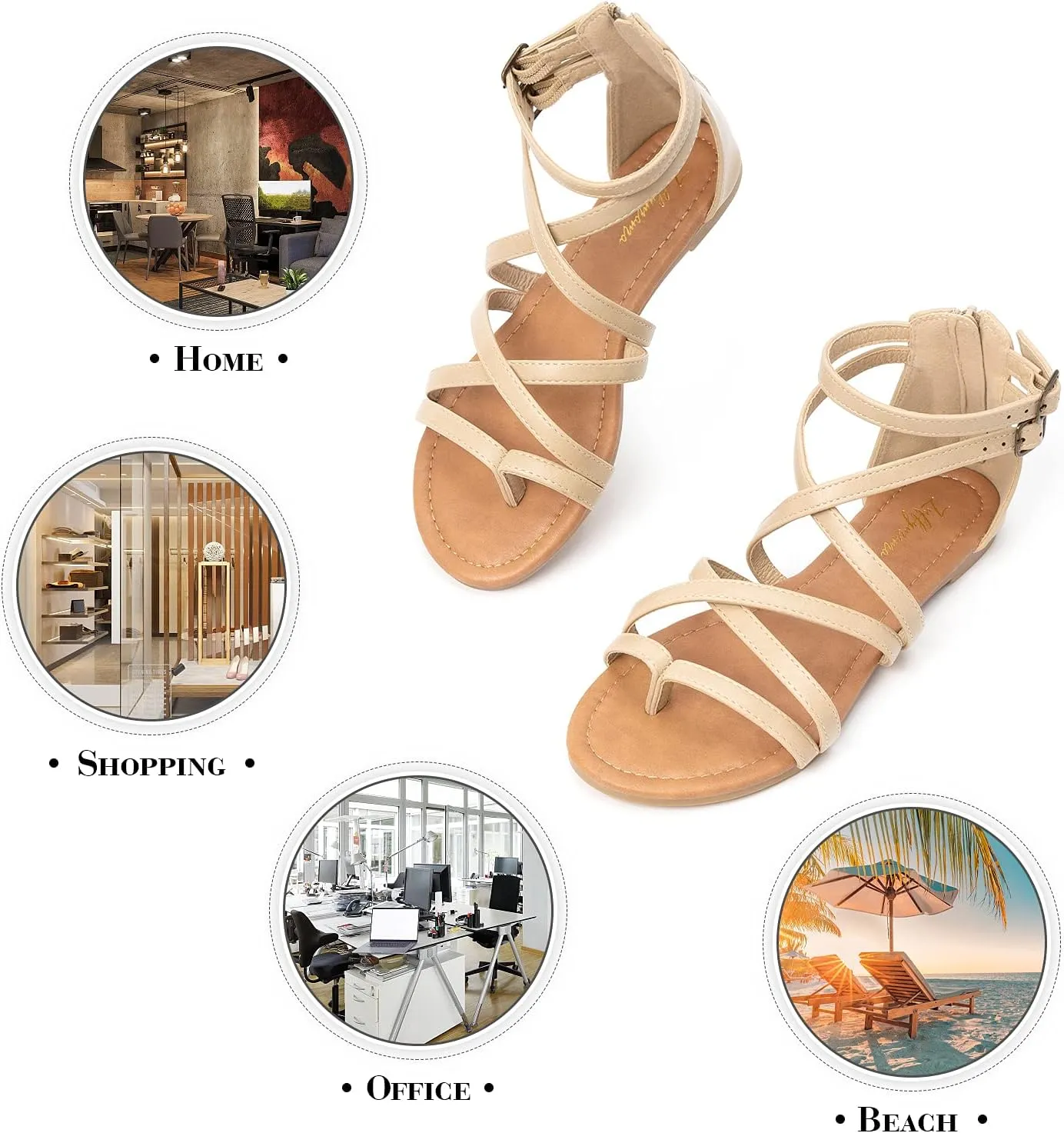 Luffymomo Women's Gladiator Strap Sandals Flat Fisherman Thong Cross Strappy Sandals