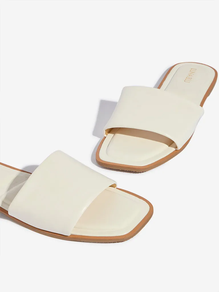 LUNA BLU White Slip-On Slides