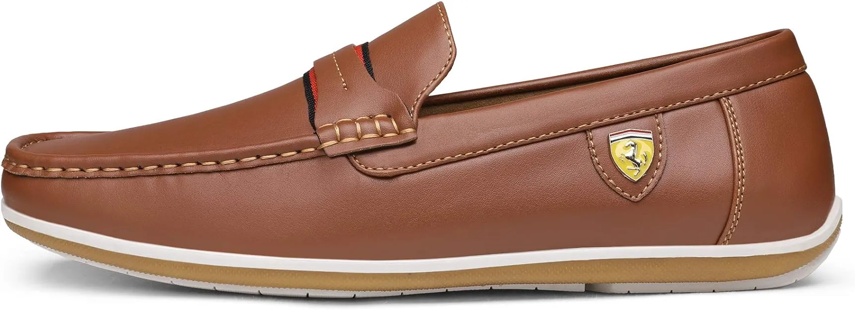 Men's Italian Style White Vegan Leather Moccasin Loafers