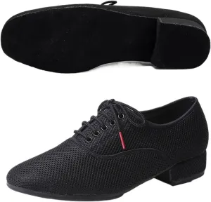 Men's Latin Dance Shoes Male Latin Dance Shoes Men Salsa Jazz Dancing Boys Ballroom Modern Tango Shoes Black Mesh Soft Sole